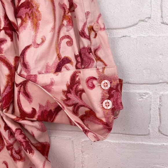 Chicos Blouse Women 4 20 2XLarge Pink Red Floral Classic No Iron Cotton Stretch - Picture 10 of 14